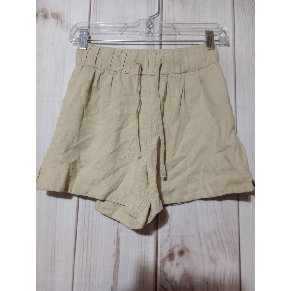 Melrose and Market Shorts Ladies XXS Tan Linen Blend Pull On Waist Beachy